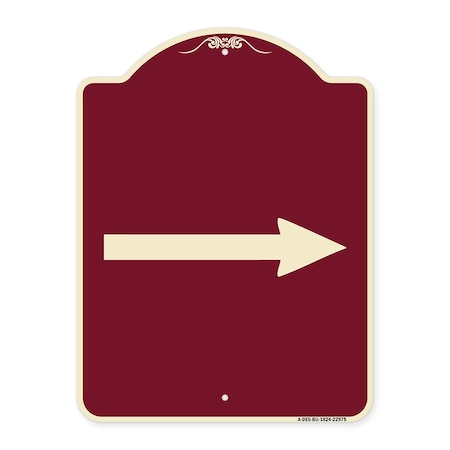 Signmission Designer Series Right Arrow, Burgundy Heavy-Gauge Aluminum Sign, 24" x 18", BU-1824-22975 A-DES-BU-1824-22975